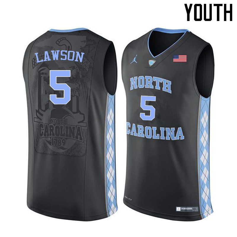 Youth North Carolina Tar Heels #5 Ty Lawson College Basketball Jerseys Sale-Black